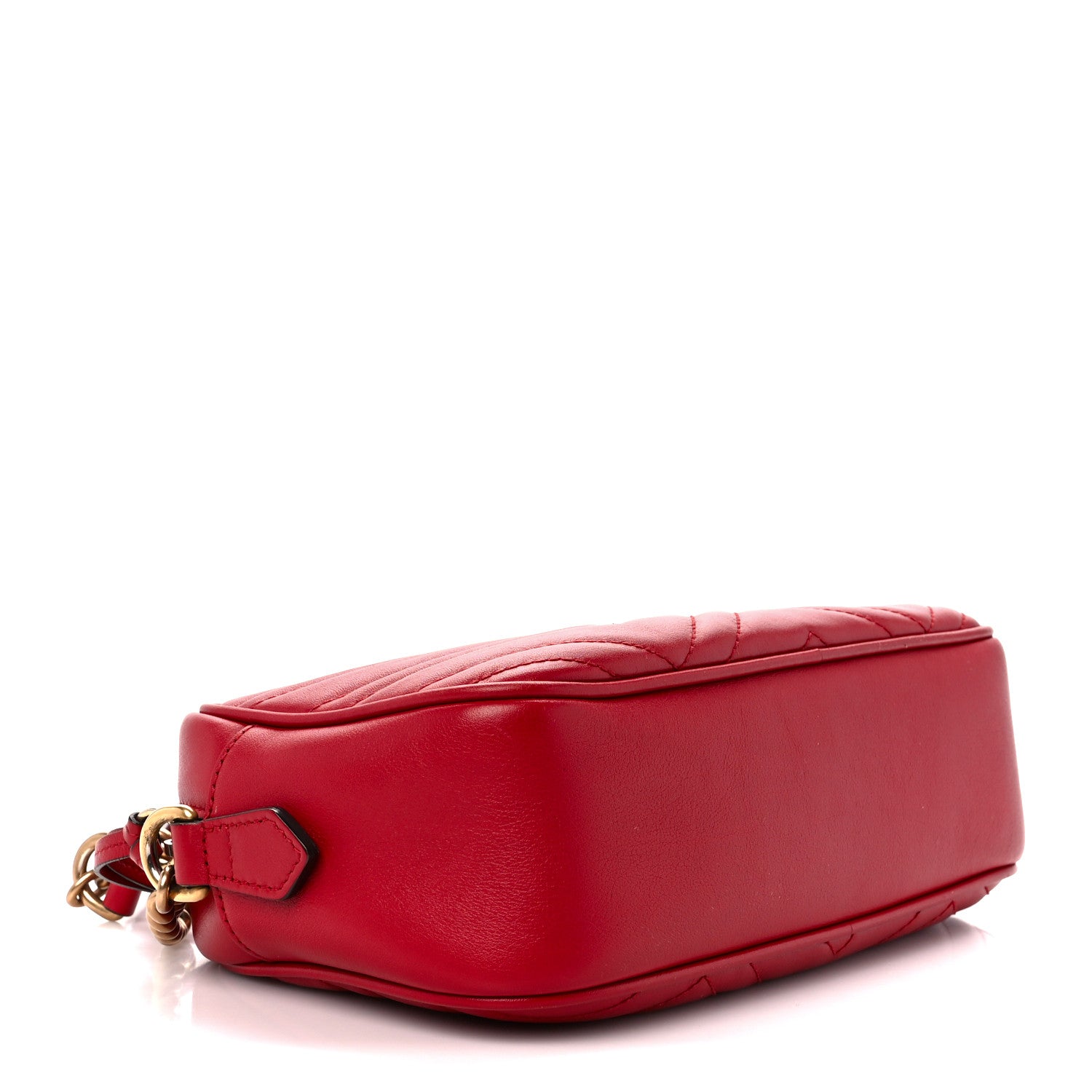Gucci Calfskin Matelasse Small GG Marmont Chain Shoulder Bag Hibiscus Red 4 of 11