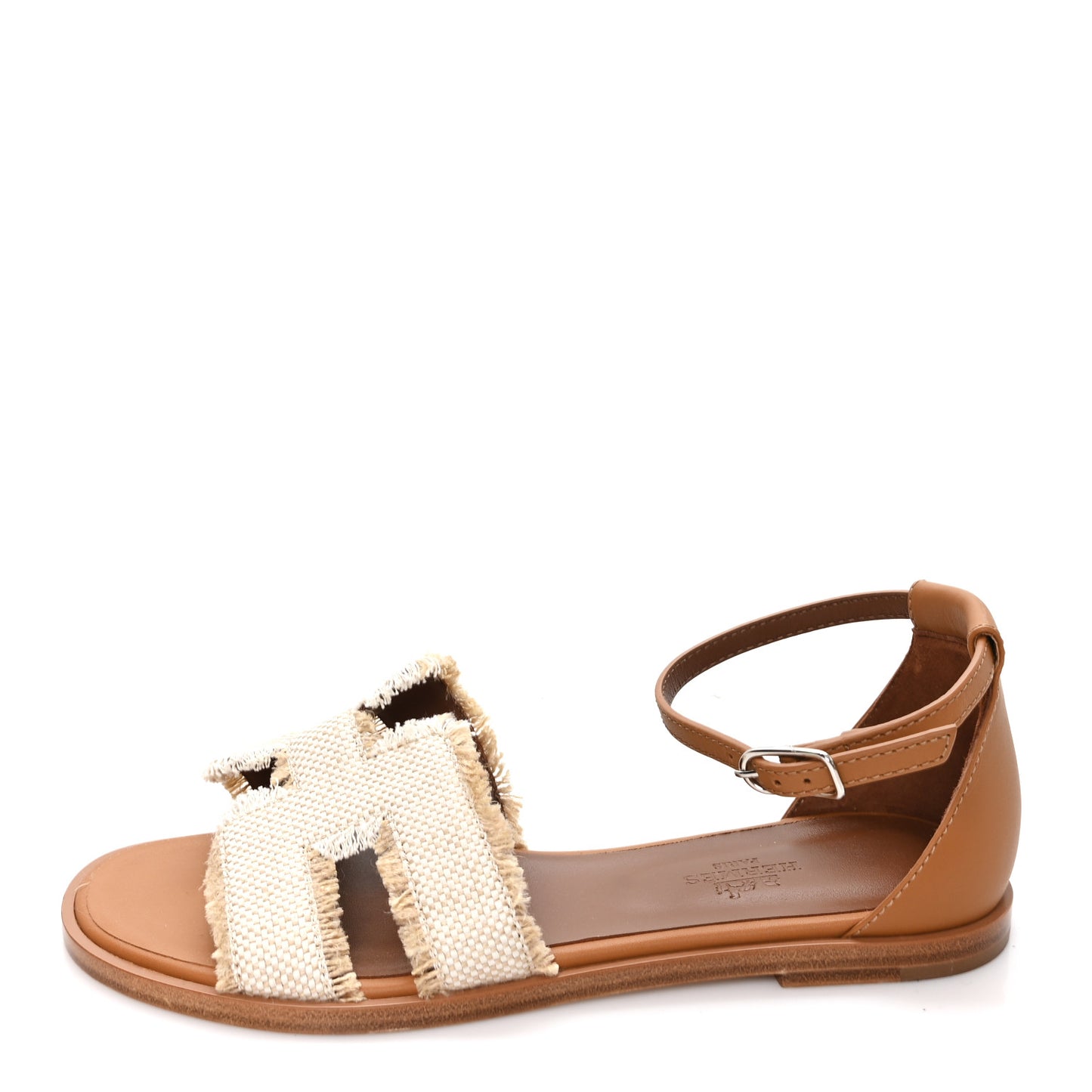 Linen Canvas Fringed Santorini Sandals 36 Beige
