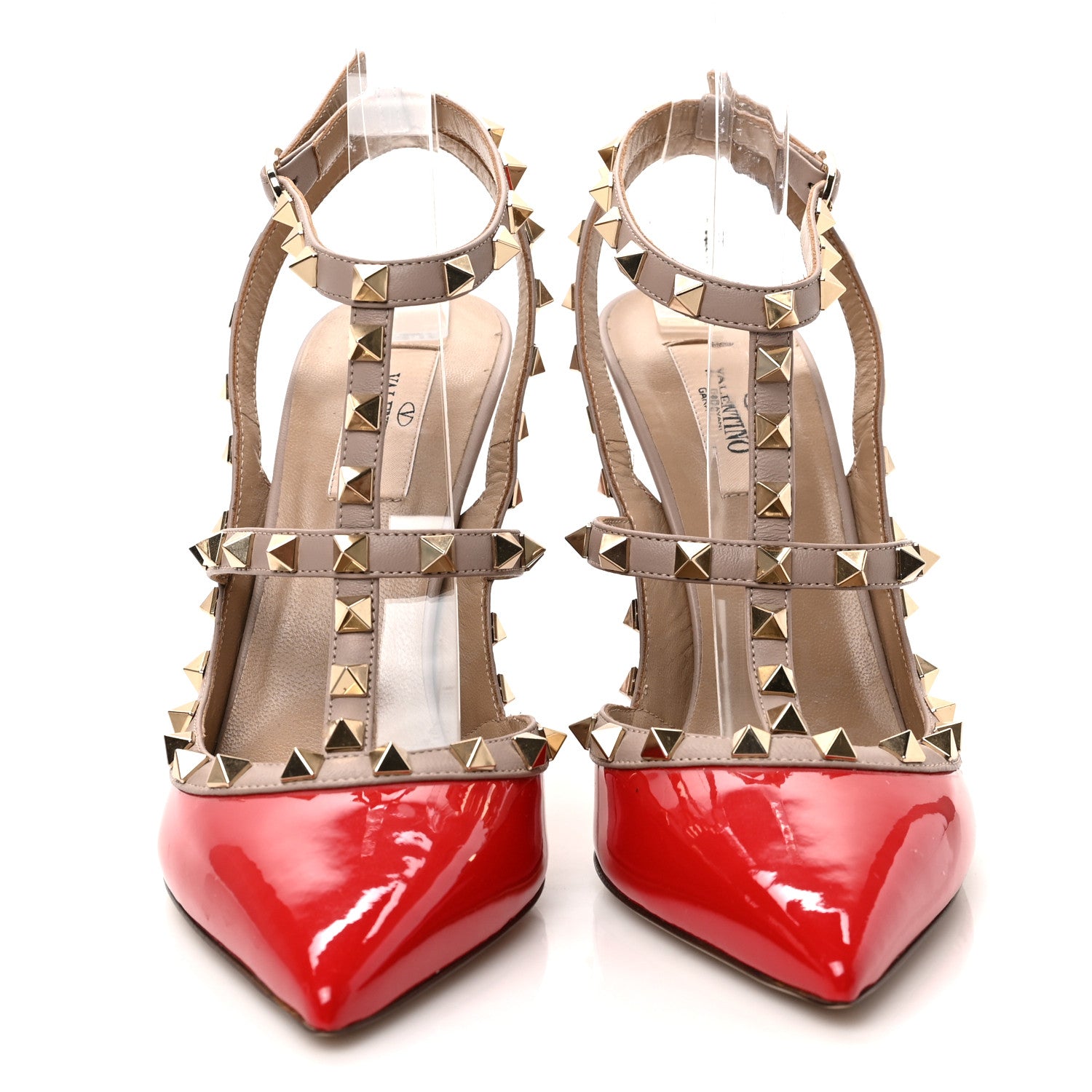 Valentino Garavani Patent Nappa Rockstud Ankle Strap 100mm Pumps 40 Rosso Valentino Poudre 2 of 9