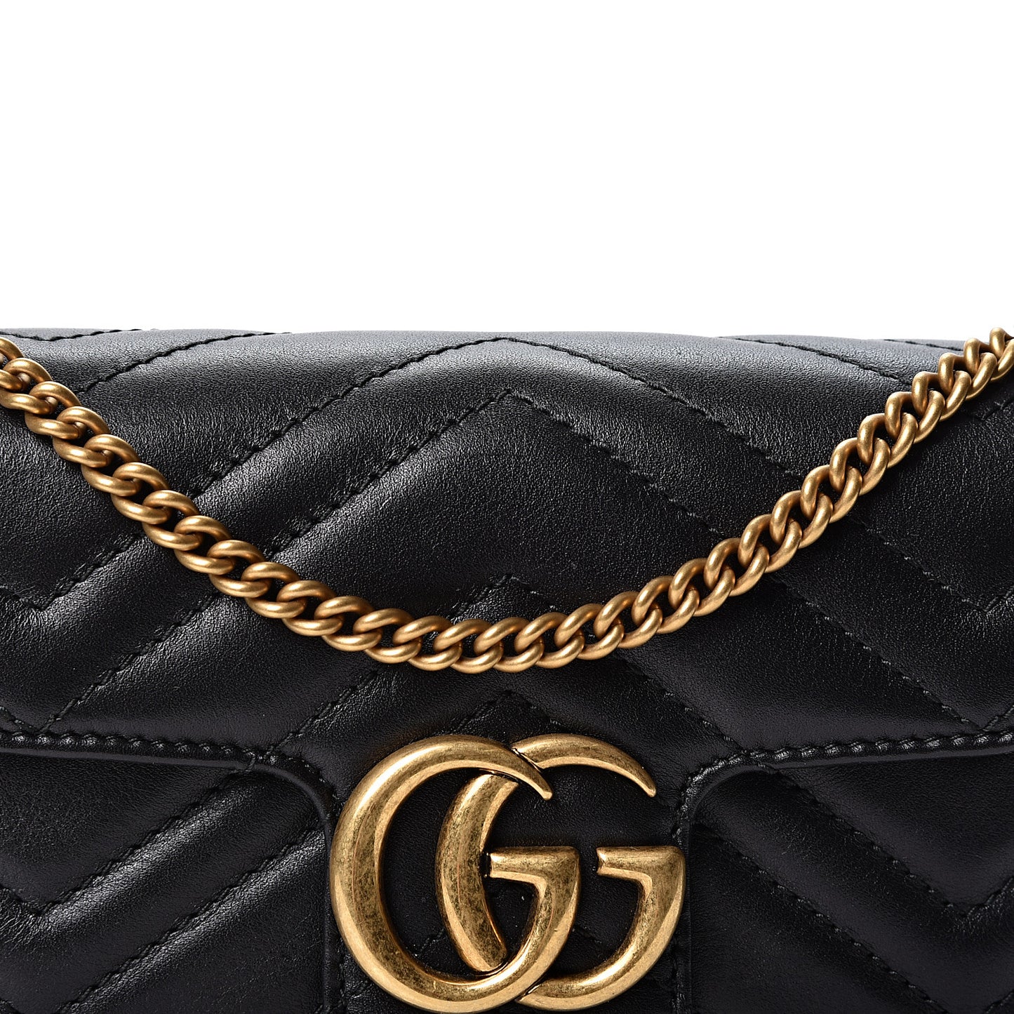 Calfskin Matelasse Super Mini GG Marmont Shoulder Bag Black