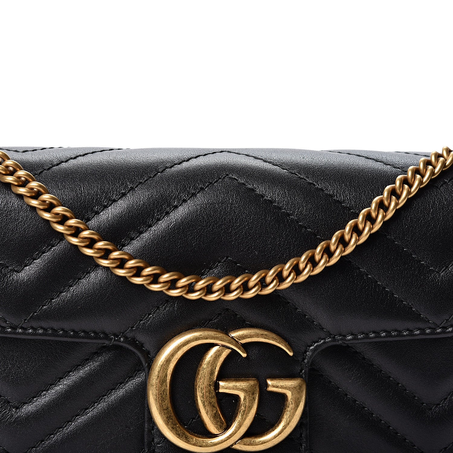 Gucci Calfskin Matelasse Super Mini GG Marmont Shoulder Bag Black 7 of 10