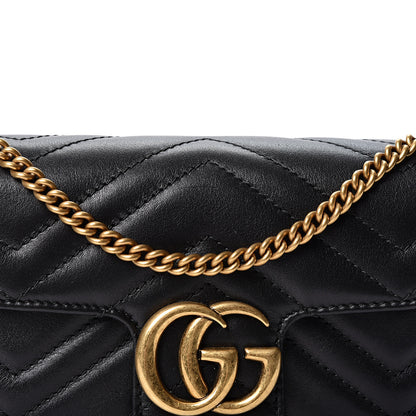 Gucci Calfskin Matelasse Super Mini GG Marmont Shoulder Bag Black 7 of 10
