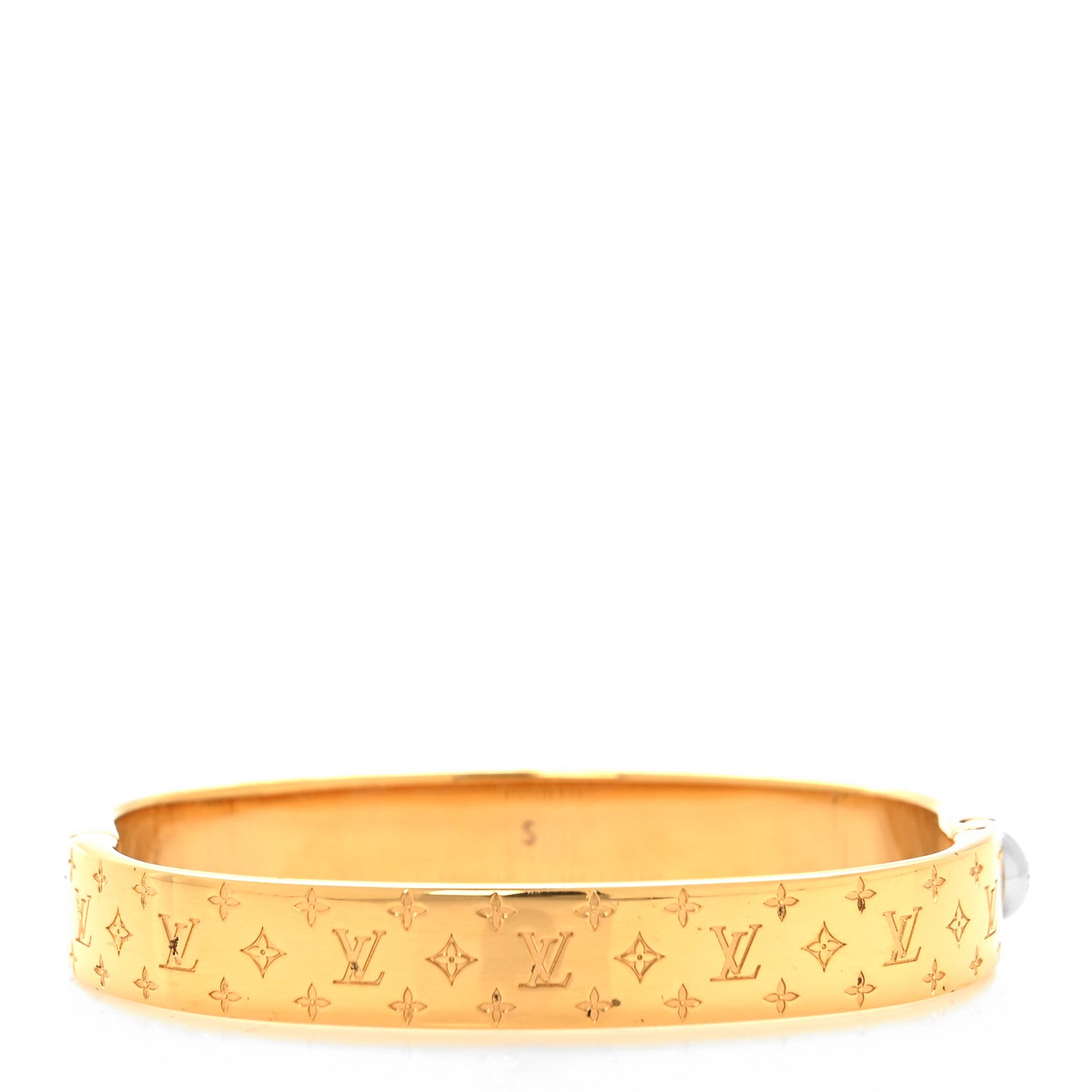 Louis Vuitton LOUIS VUITTON Brass Monogram Nanogram Cuff S Gold 3 of 8