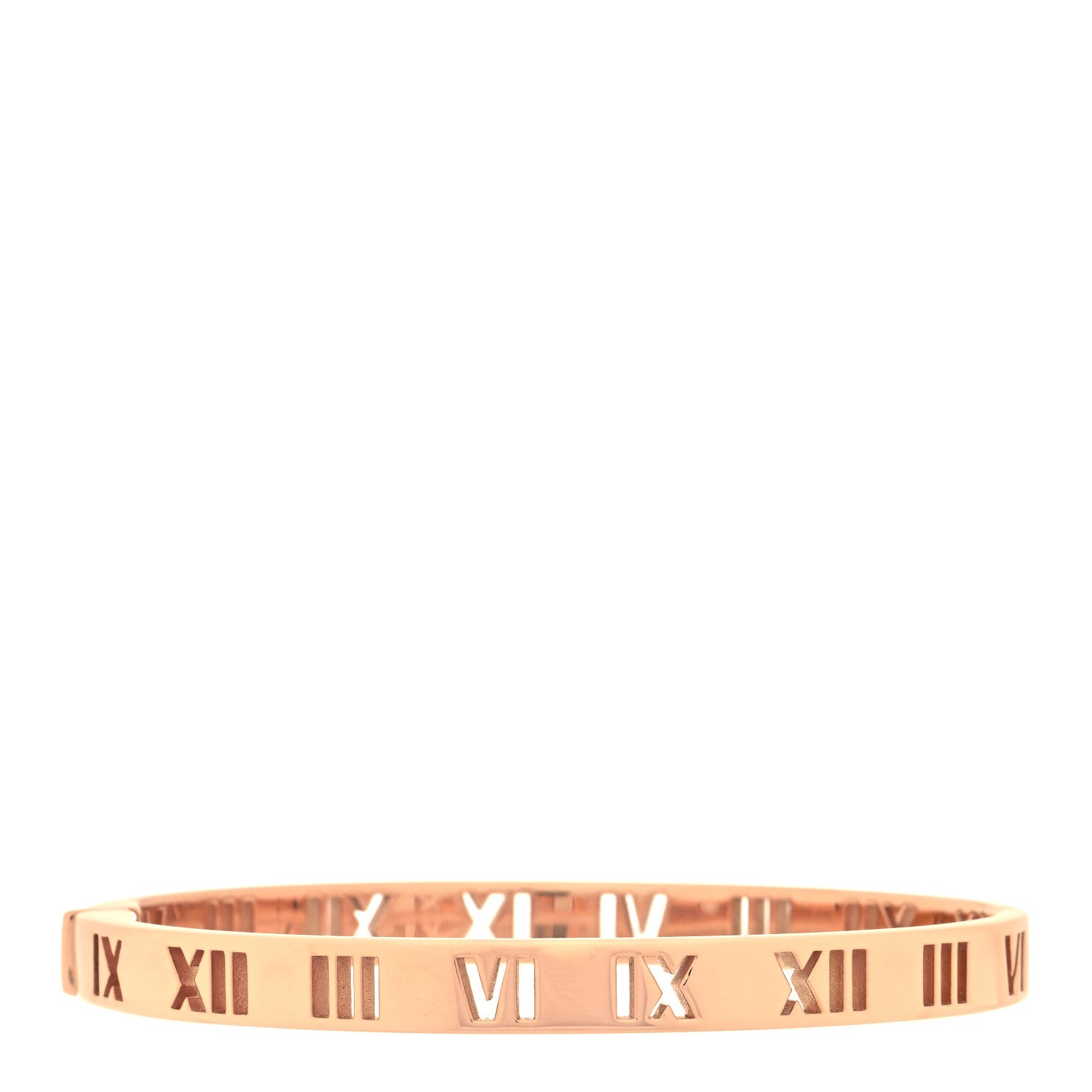 Tiffany 18K Rose Gold Diamond Atlas Pierced Hinged Bangle Bracelet 2 of 4