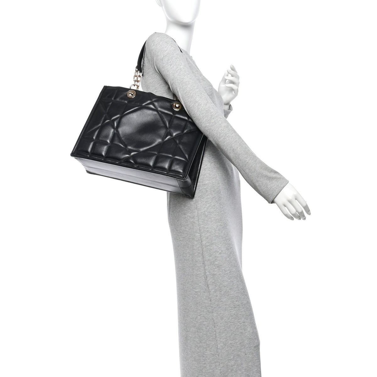 Christian Dior Calfskin Archicannage Medium Essential Tote Black 2 of 12