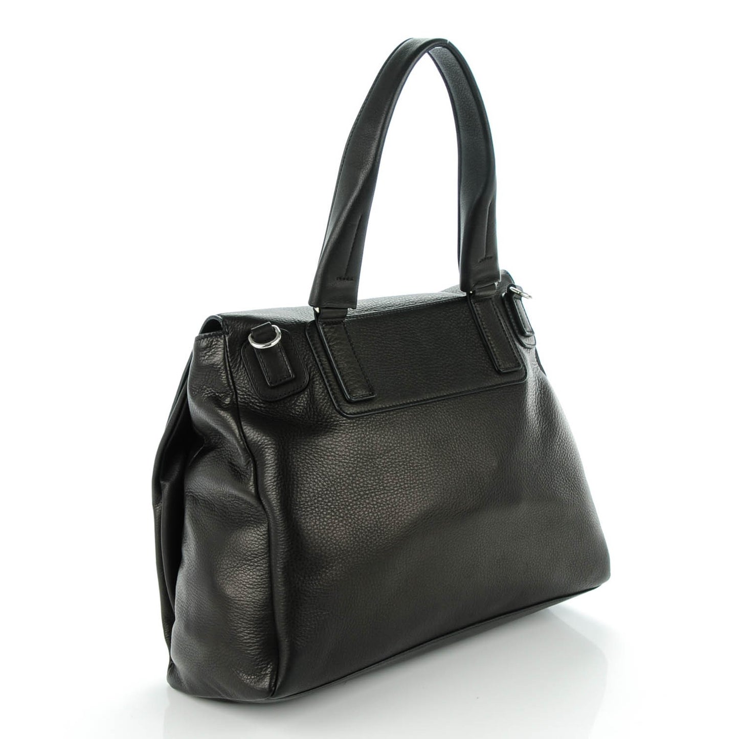 Waxy Grained Calfskin Medium Pandora Pure Flap Bag Black