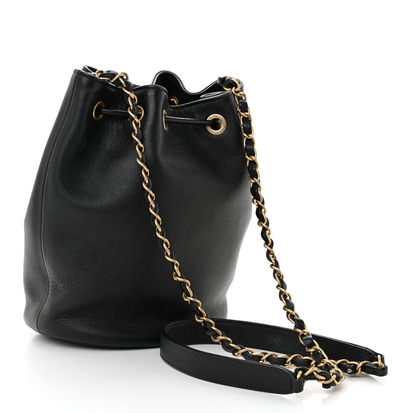Caviar Deauville Drawstring Bucket Bag Black