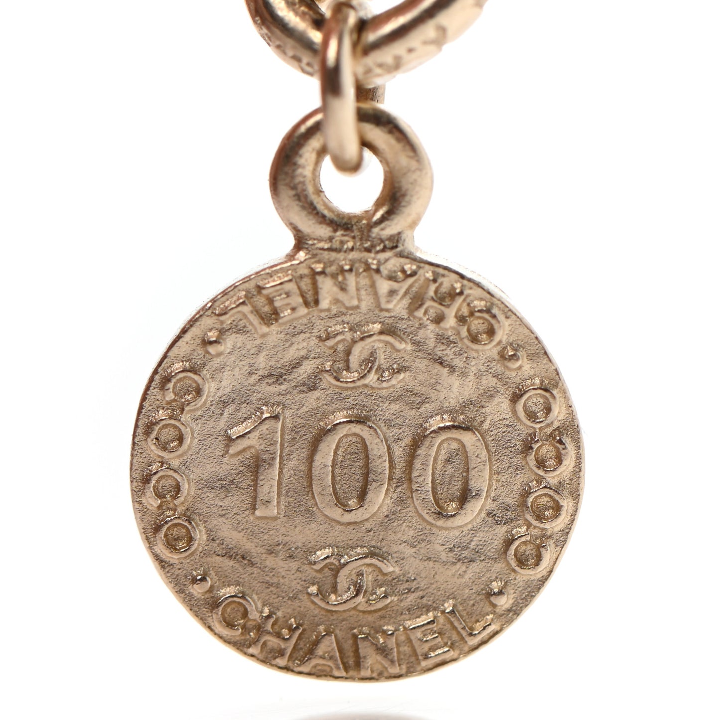 Pearl CC 100th Anniversary Necklace Light Gold