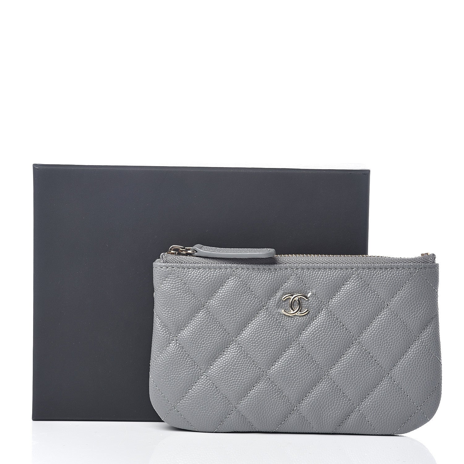 Chanel Caviar Quilted Small Cosmetic Case Grey 7 of 7