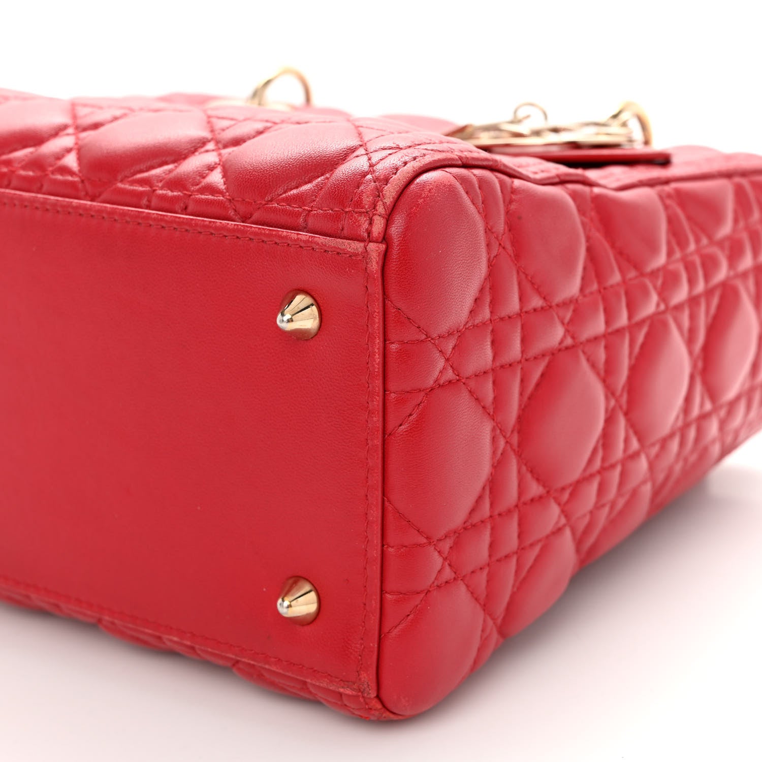 Christian Dior Lambskin Cannage Medium Lady Dior Red 9 of 10