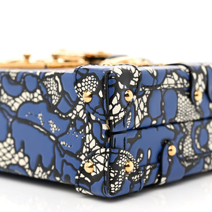 Louis Vuitton Calfskin Lace Flower Inlay Petite Malle Navy Black 9 of 10