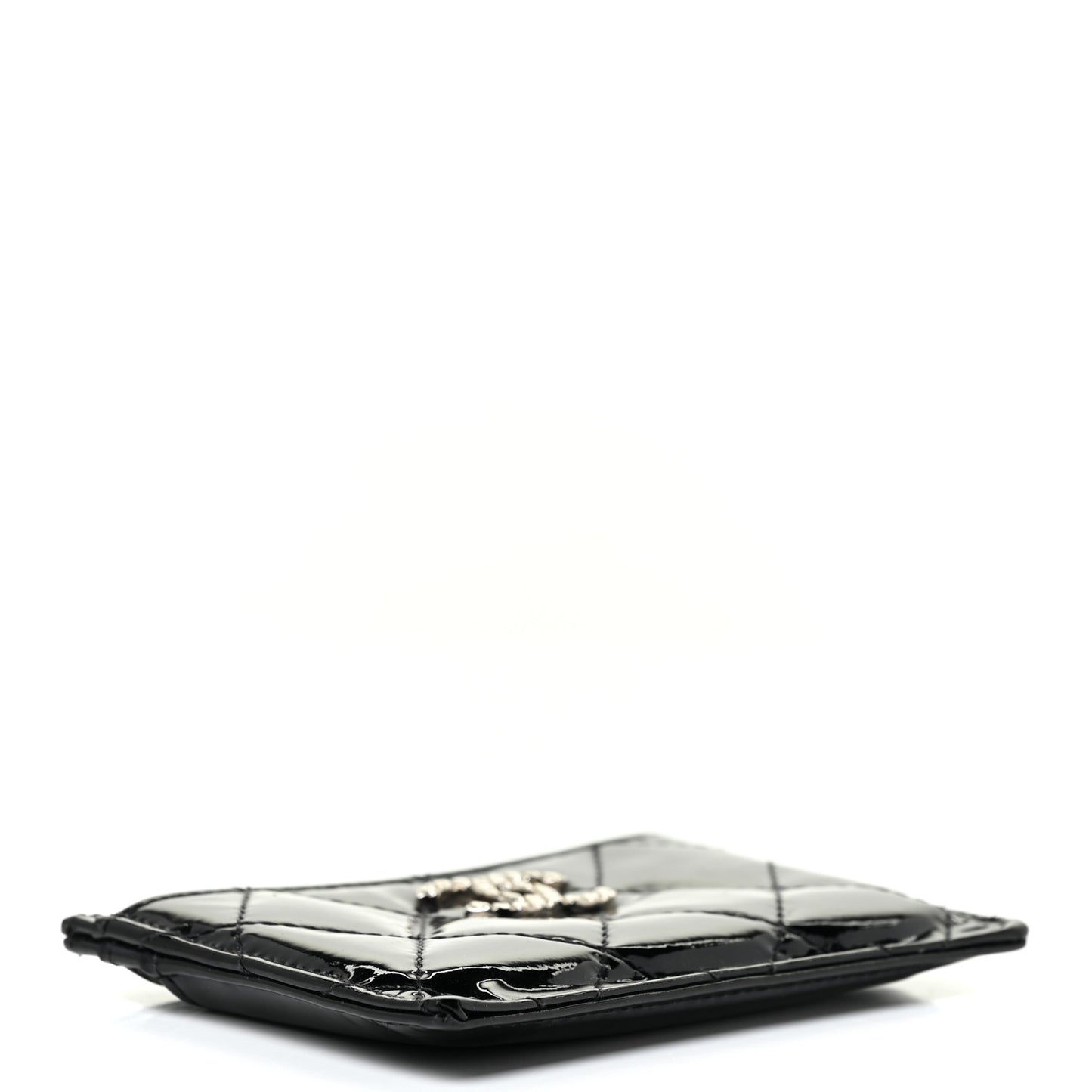 Patent Quilted Brilliant Card Holder Black
