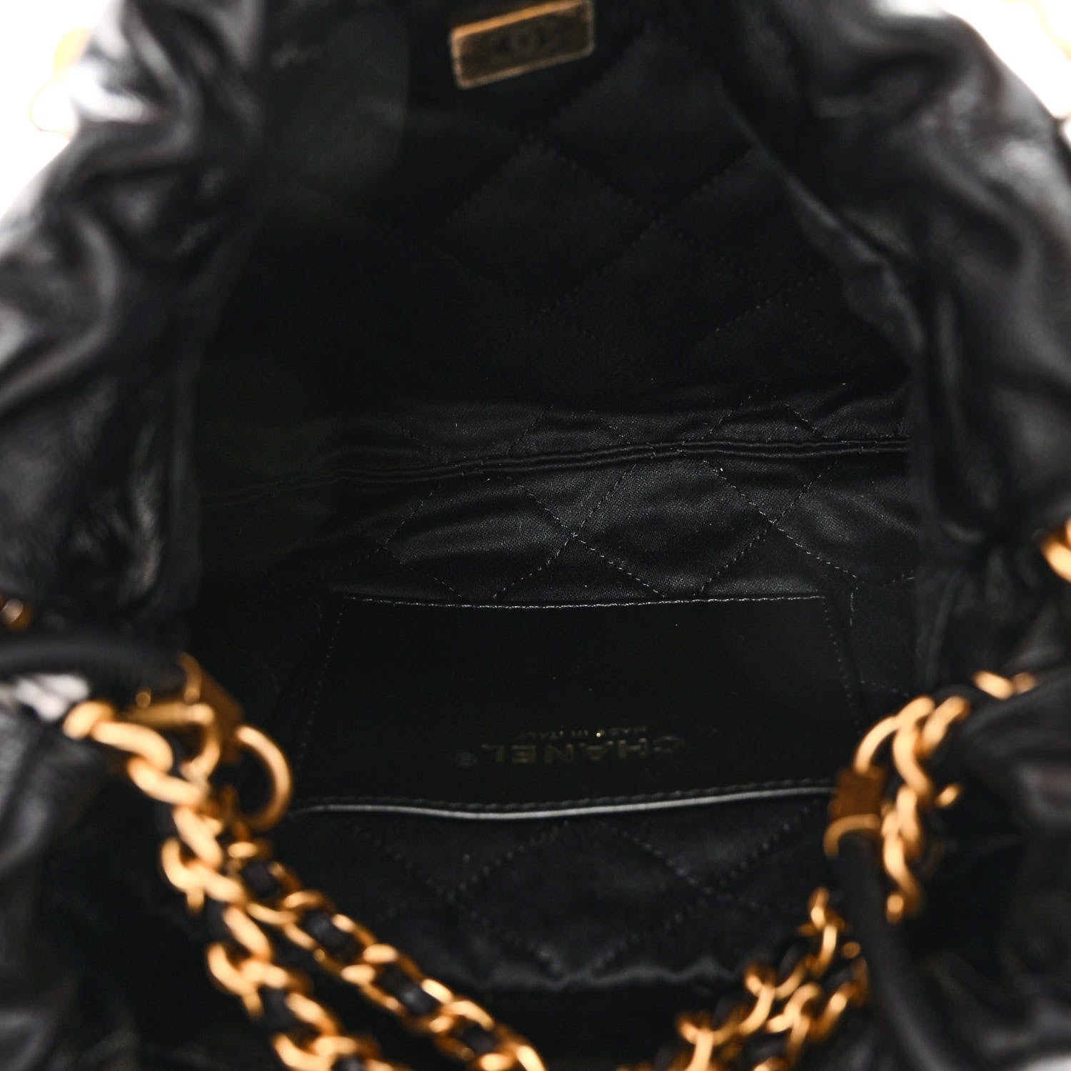 Chanel Shiny Crumpled Calfskin Quilted Pearl Mini Chanel 22 Black 5 of 10