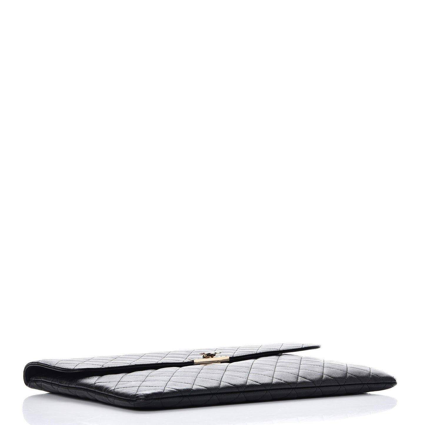 Caviar Quilted Large Golden Class Pouch Black
