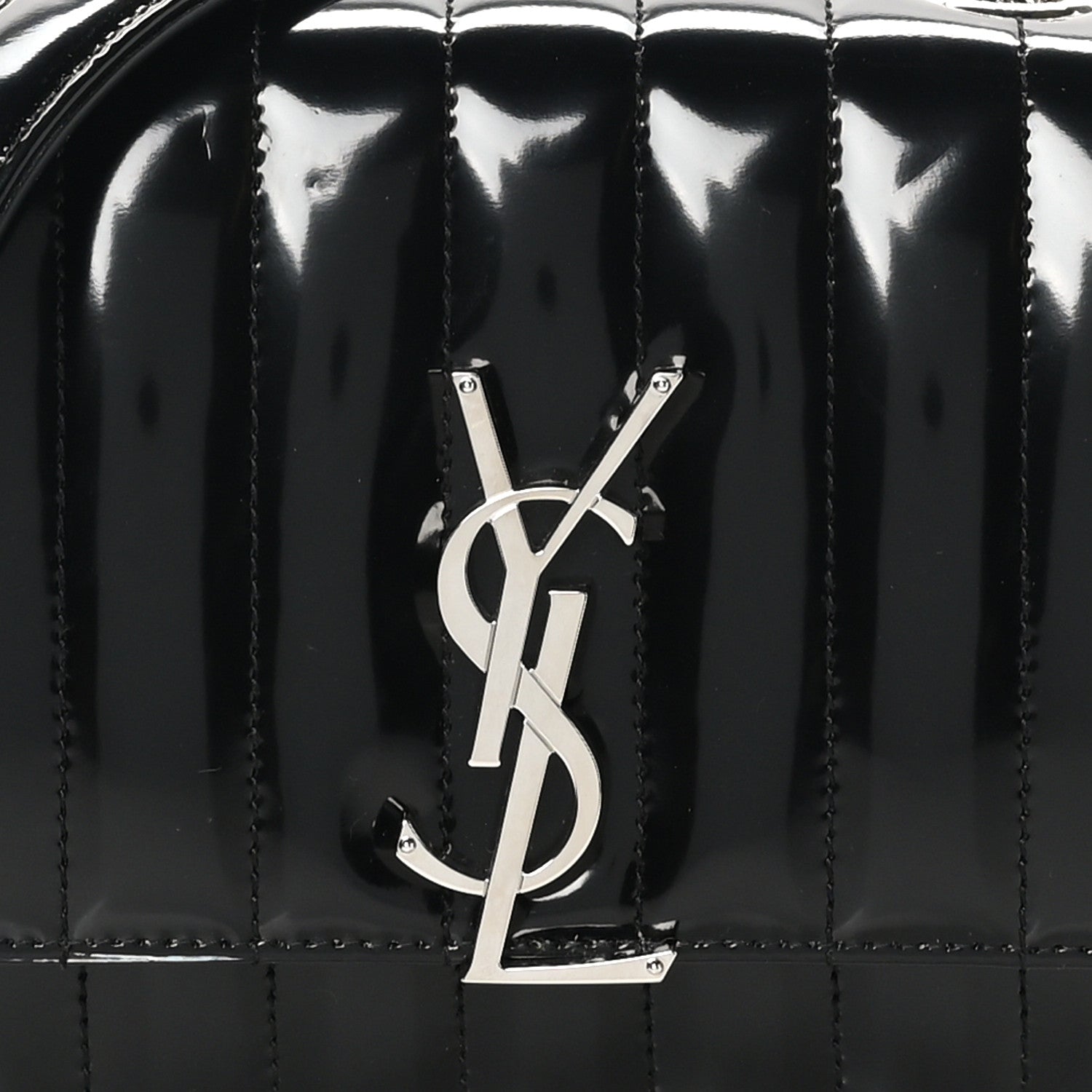 Saint Laurent Patent Calfskin Matelasse Monogram Small Vicky Chain Bag Black 7 of 9