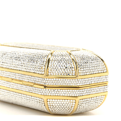 Judith Leiber Swarovski Crystal Minaudiere Clutch Gold Silver 9 of 11