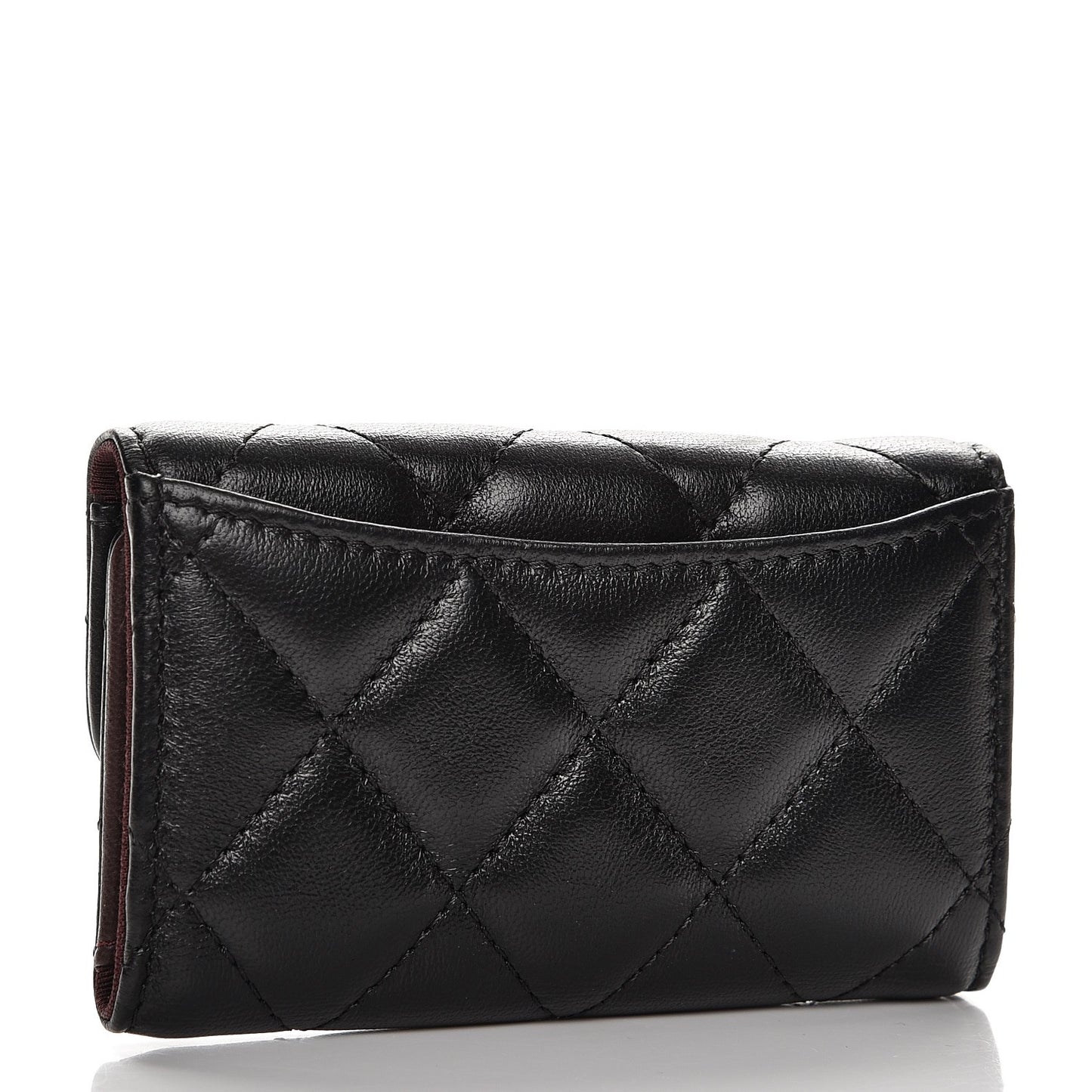 Lambskin Quilted 6 Key Holder Black