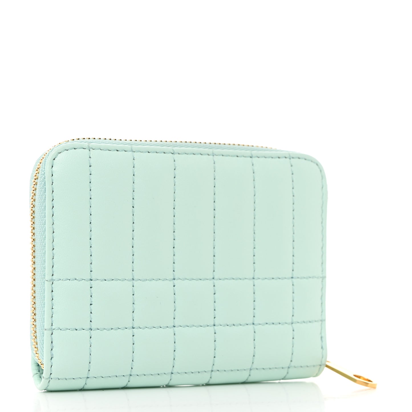 Lambskin Quilted Mini Lola Zip Wallet Light Blue