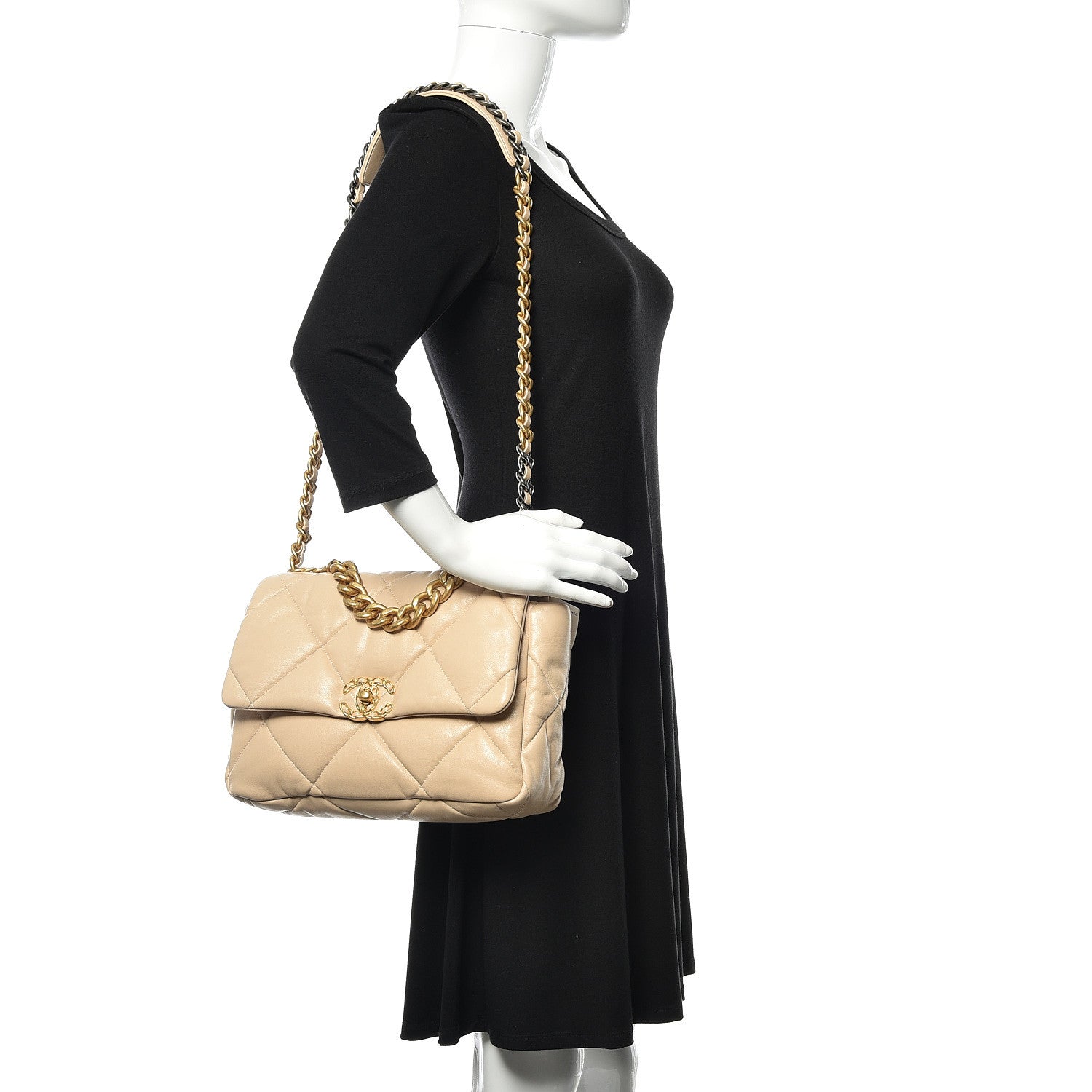 Chanel Goatskin Quilted Large 19 Flap Beige 2 of 10