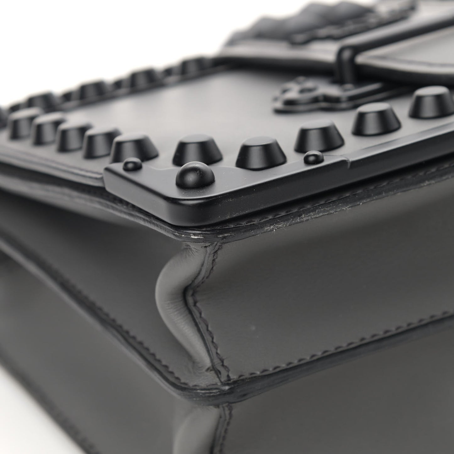 City Calfskin Saffiano Studded Cahier Bag Mercurio