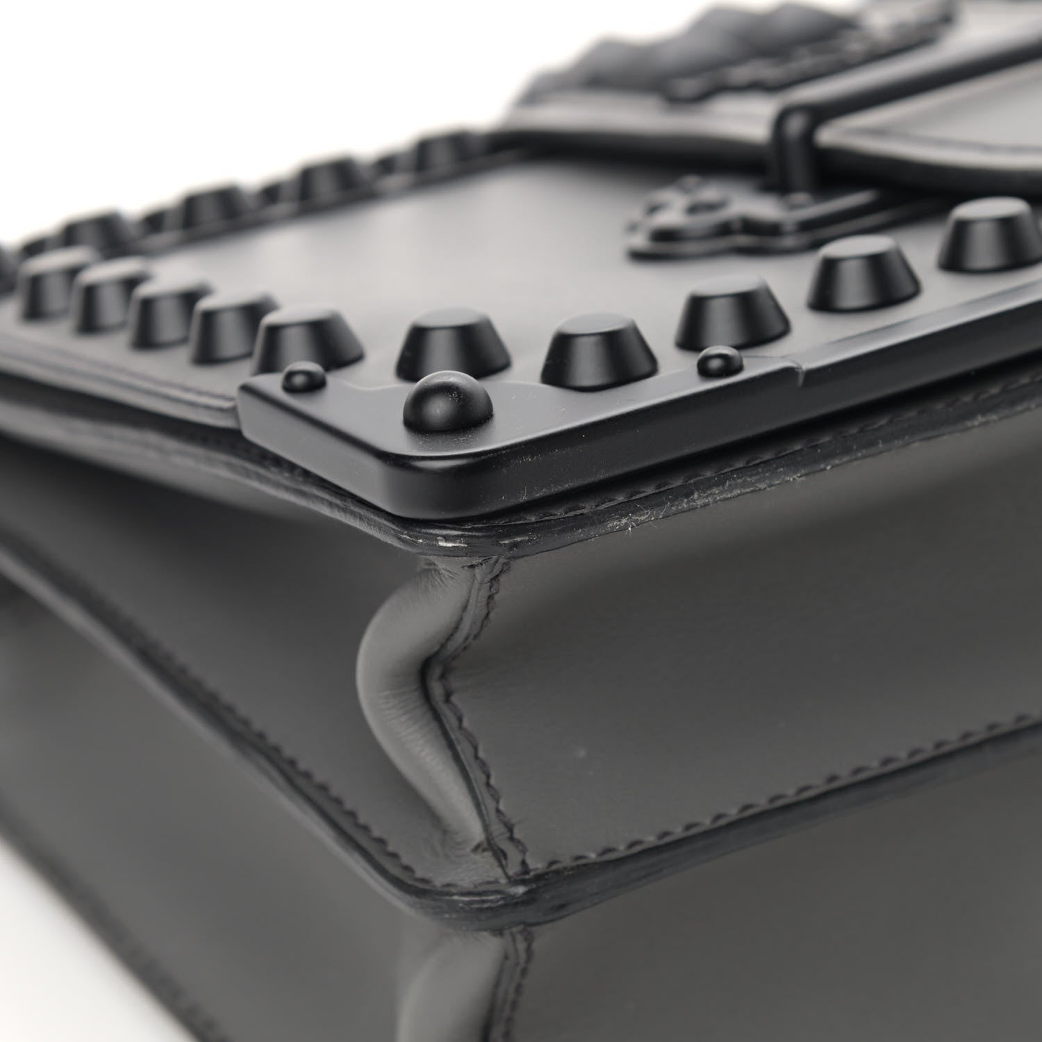 Prada City Calfskin Saffiano Studded Cahier Bag Mercurio 8 of 13