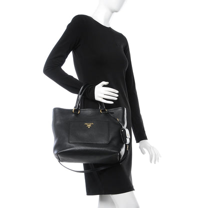 Prada Vitello Daino Tote Black 2 of 8