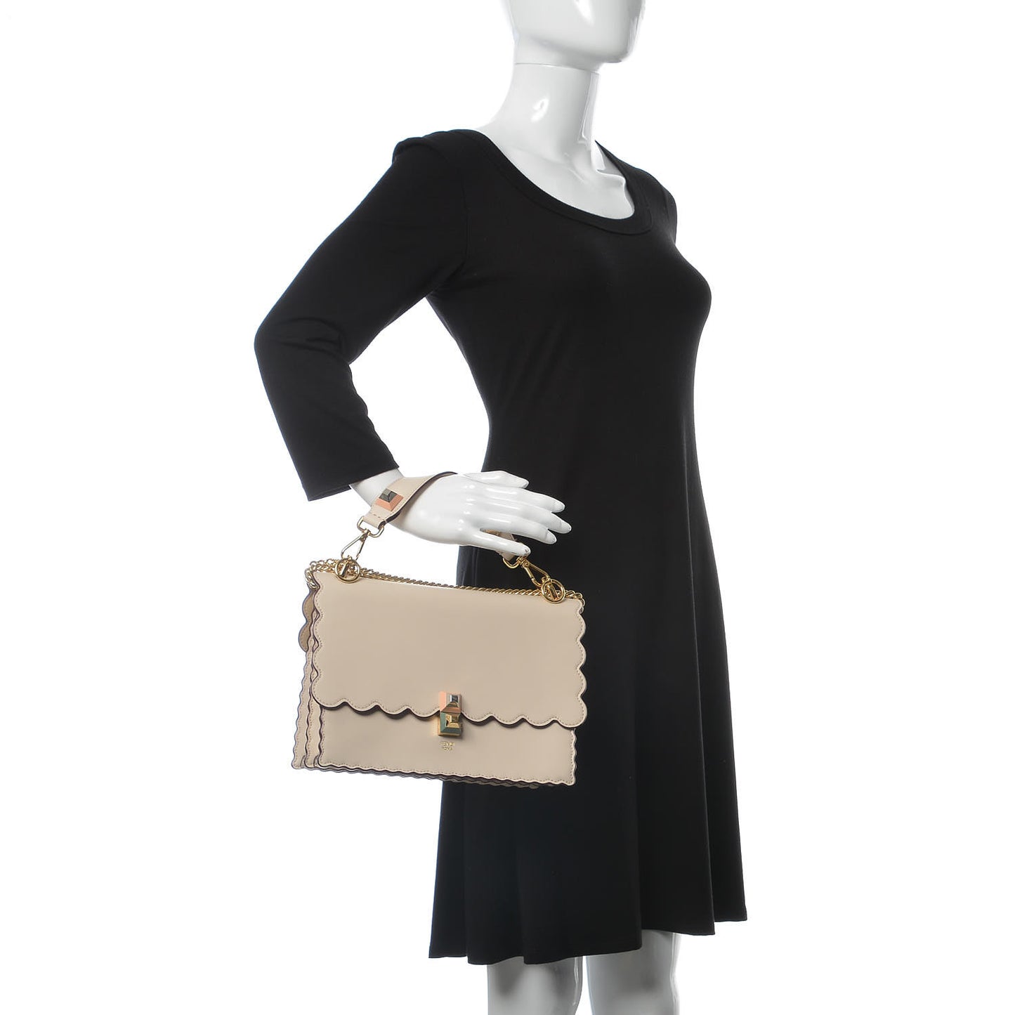 Vitello Liberty Scalloped Studded Kan I Shoulder Bag Camelia