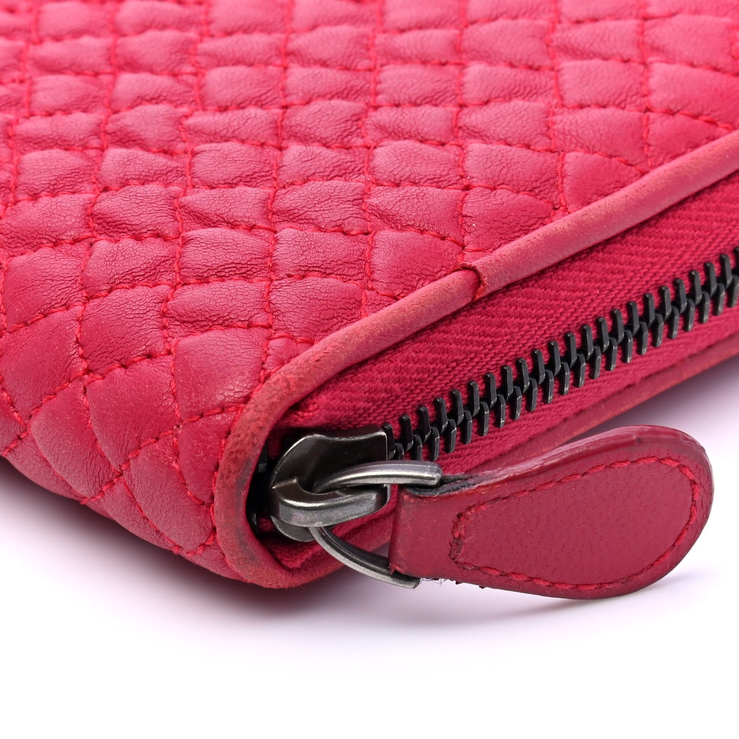 Nappa Bubble Quilted Zip Around Wallet Fuchsia