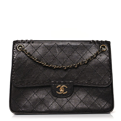 Chanel Calfskin Stitched Large Vintage Flap Dark Brown 1 of 10
