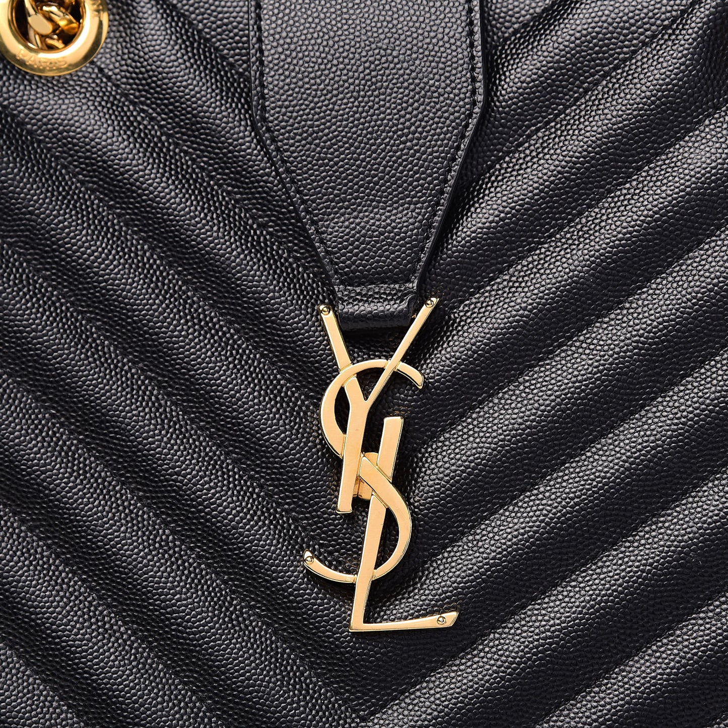 Grain De Poudre Matelasse Chevron Monogram Shopping Bag Black