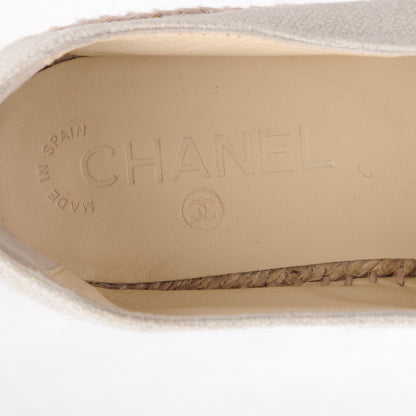 Chanel Linen CC Espadrilles 38 Beige Black 8 of 9