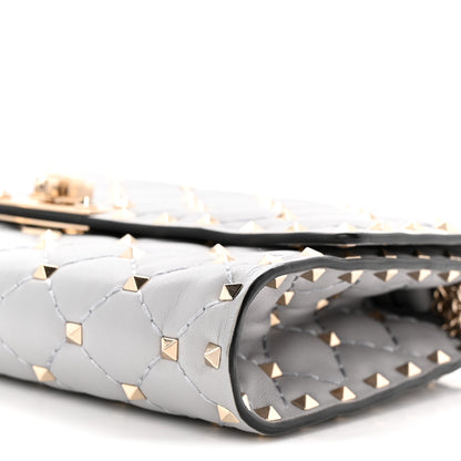 Valentino Garavani Lambskin Rockstud Spike Wallet on Chain Grey 9 of 10