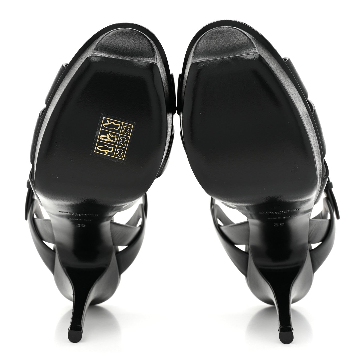 Saint Laurent Calfskin Tribute 75 Platform Sandals 39 Black 5 of 9