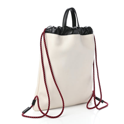 Gucci Calfskin Logo Drawstring Backpack Mystic White 3 of 9