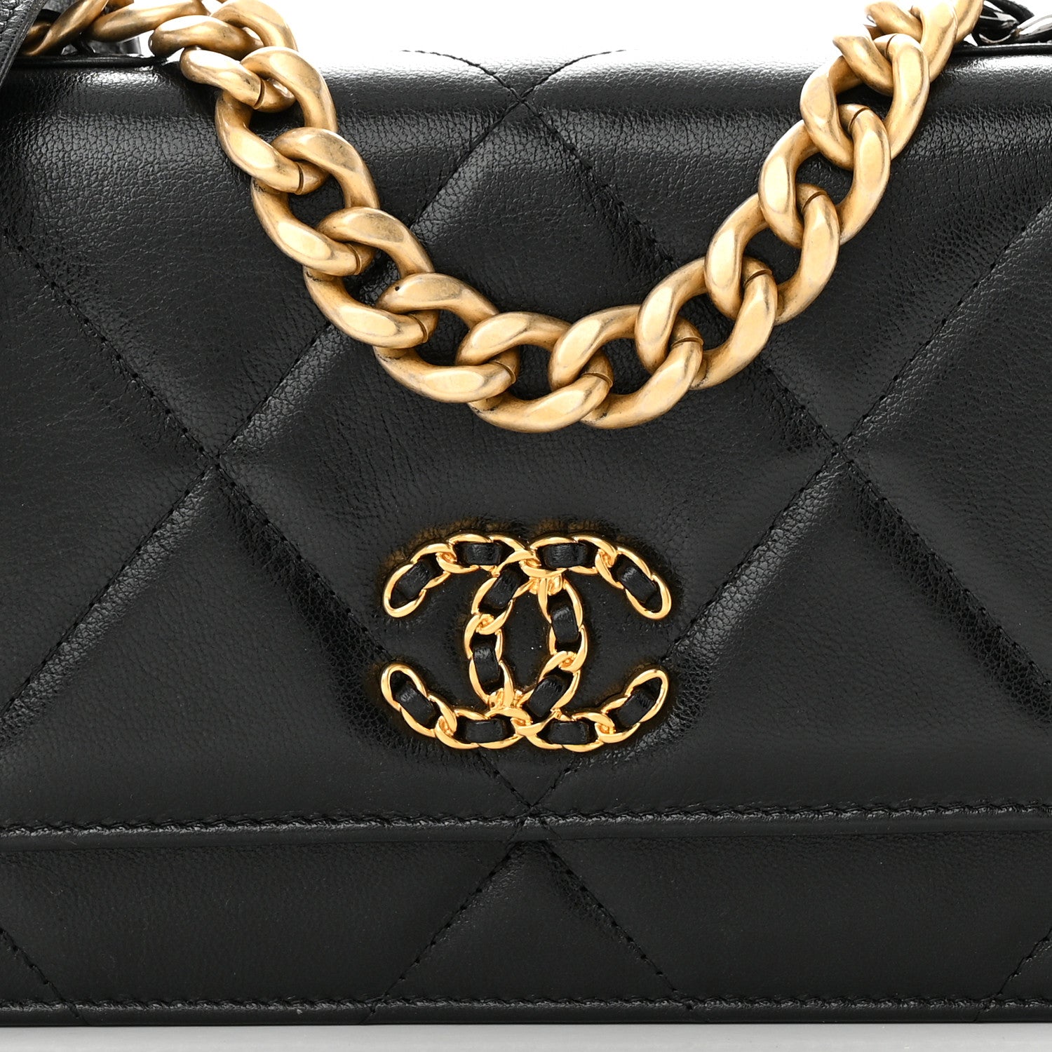 Chanel Lambskin Quilted Chanel 19 Wallet On Chain WOC Black 9 of 12