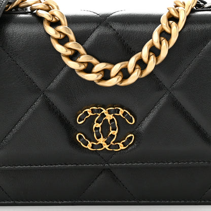 Chanel Lambskin Quilted Chanel 19 Wallet On Chain WOC Black 9 of 12