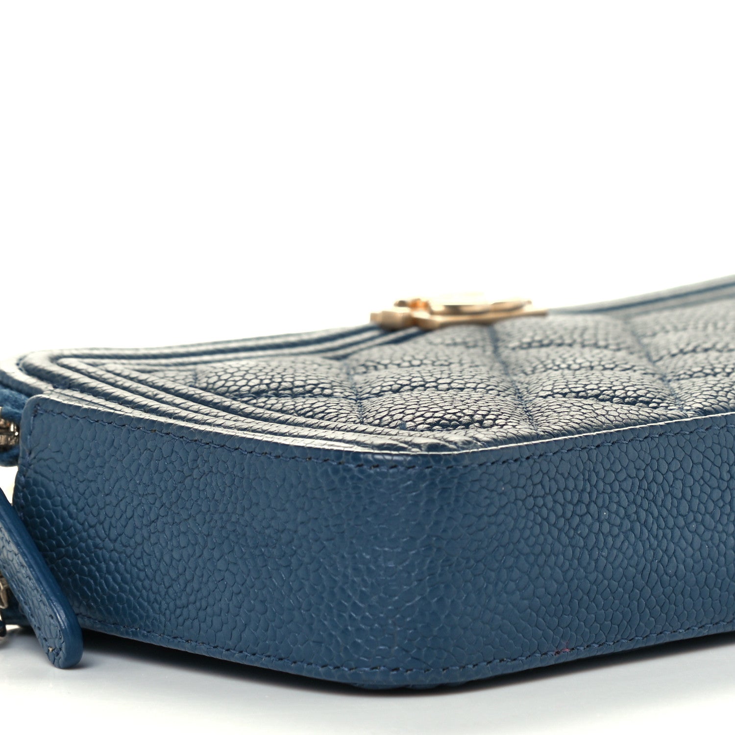Chanel Caviar Quilted Small Boy Clutch With Chain Blue 9 of 10