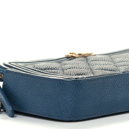 Chanel Caviar Quilted Small Boy Clutch With Chain Blue 9 of 10