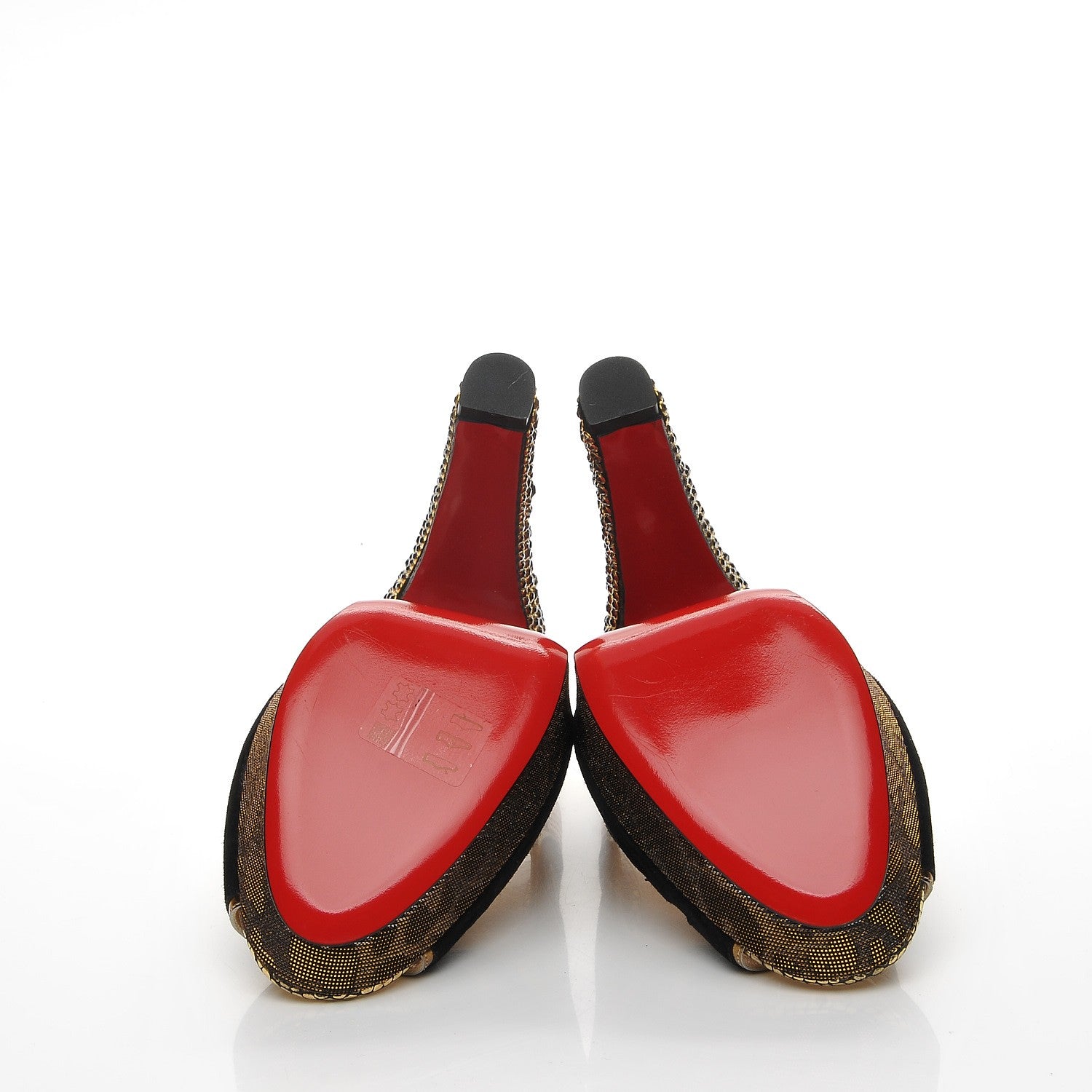 Christian Louboutin Suede Lame Miralep 140 Pumps 39.5 Black Gold 5 of 8