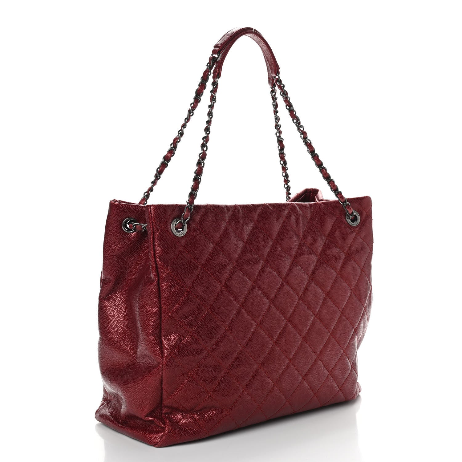 Chanel Iridescent Caviar Quilted Tall Chic Shopping Tote Red 2 of 8