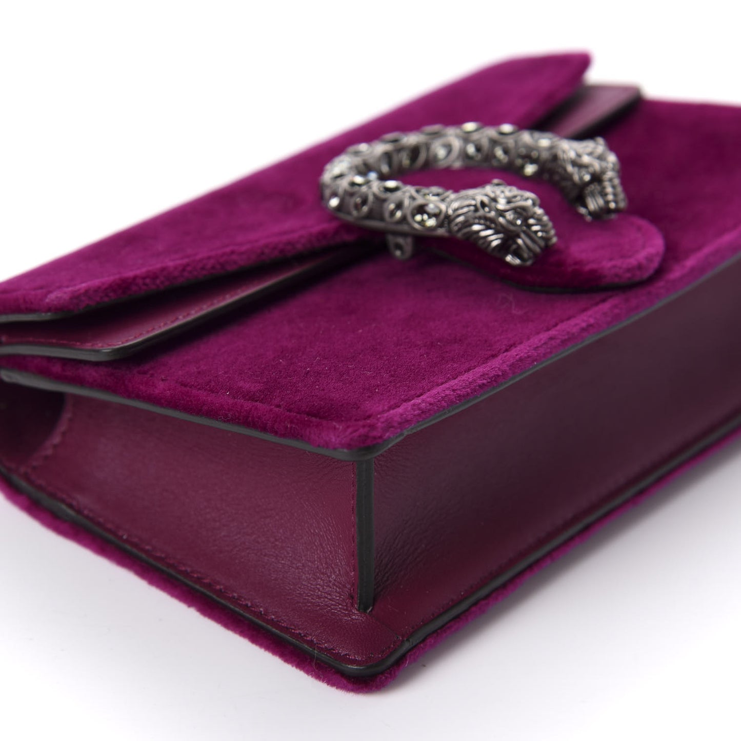 Velvet Super Mini Dionysus Shoulder Bag Fuchsia Violet Cyclamen