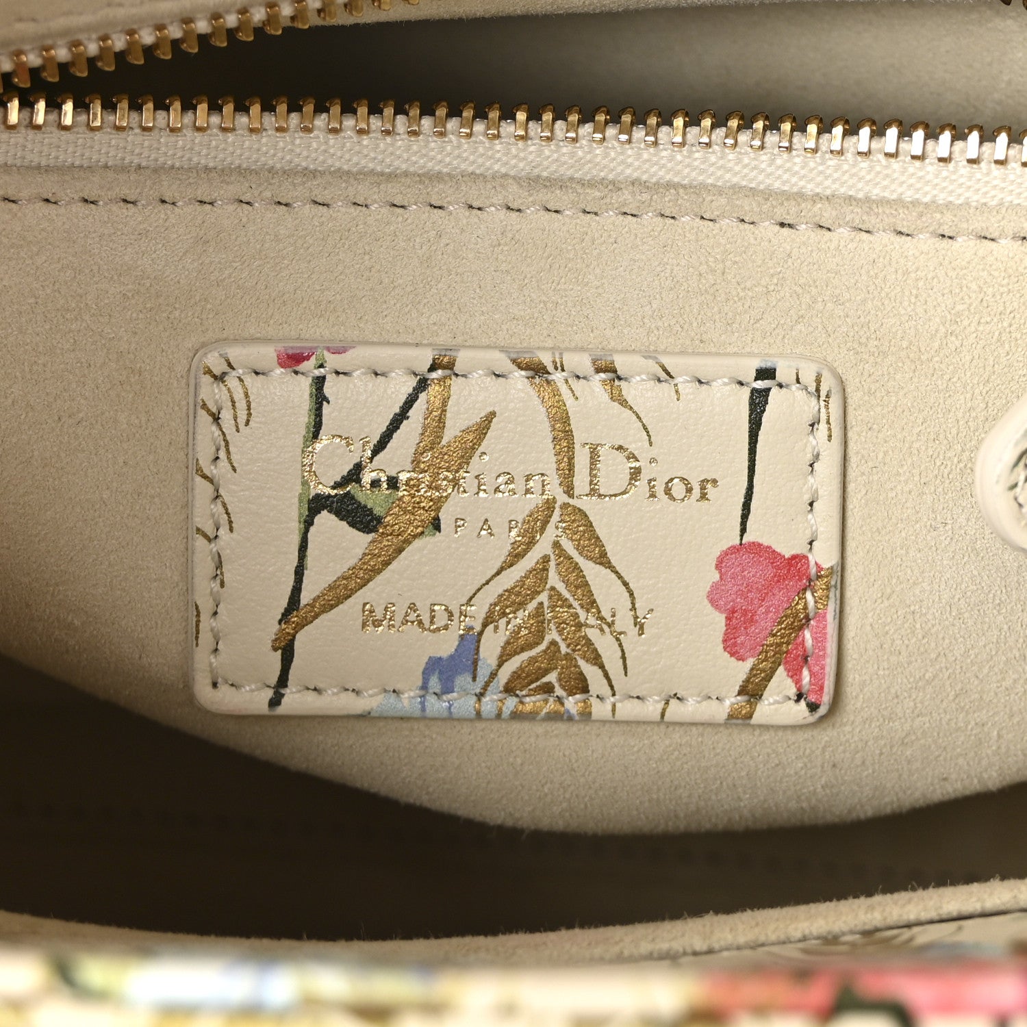 Christian Dior Calfskin Hibiscus Printed Embroidered My ABCDior Lady Dior Beige Multicolor 6 of 9