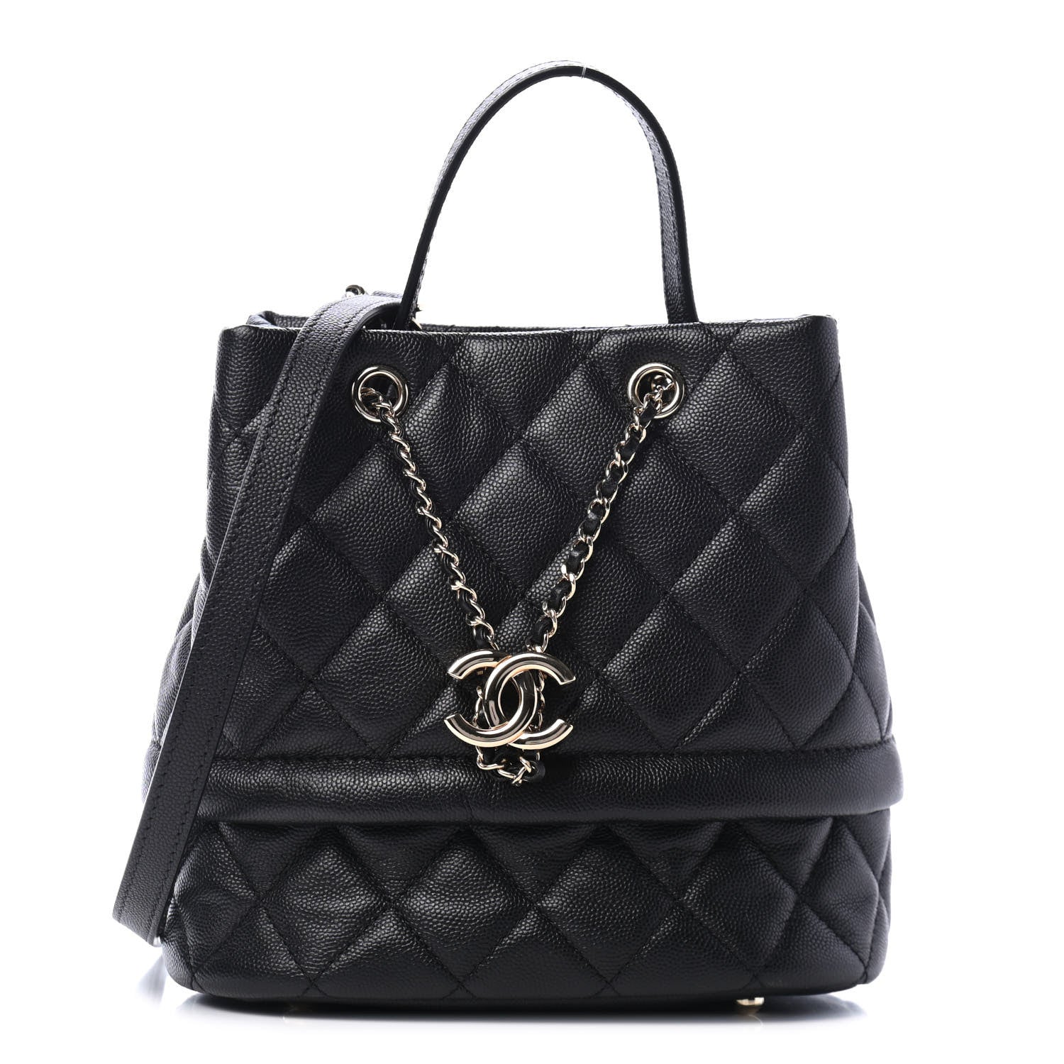 Chanel Caviar Quilted Rolled Up Bucket Drawstring Bag Black 1 of 4