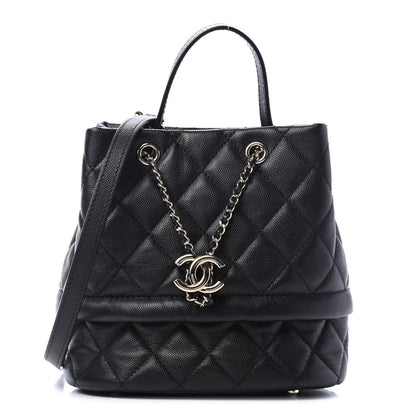 Chanel Caviar Quilted Rolled Up Bucket Drawstring Bag Black 1 of 4