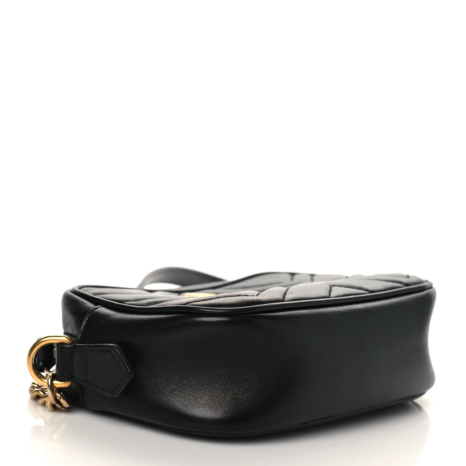 Gucci Calfskin Matelasse Mini GG Marmont Chain Shoulder Bag Black 4 of 7