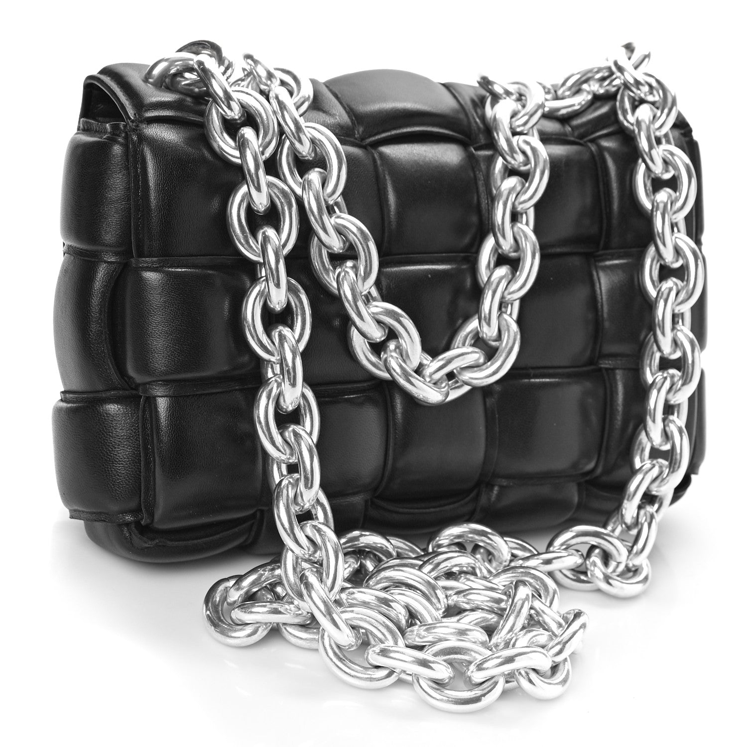 Bottega Veneta Lambskin Maxi Intreccio Padded Chain Cassette Crossbody Bag Black 3 of 8