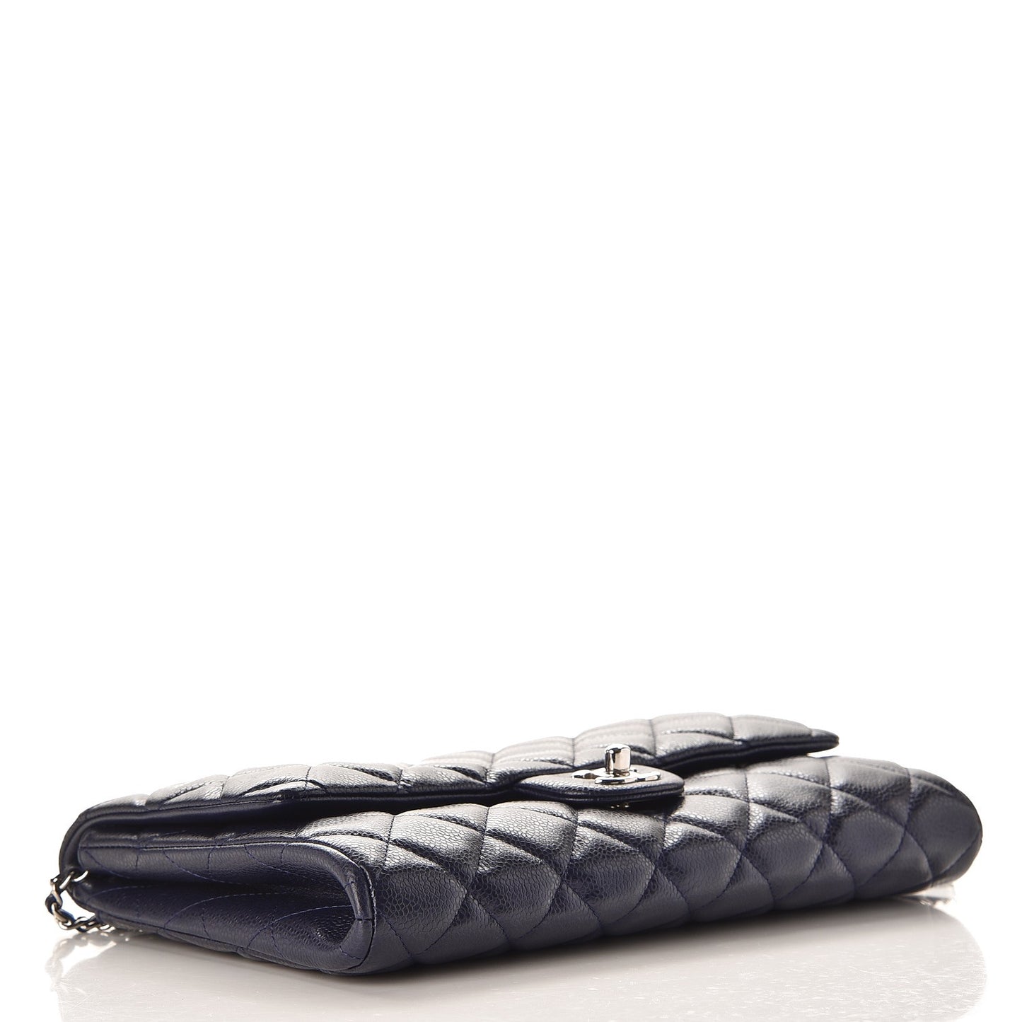 Caviar Quilted Clutch With Chain Flap Blue
