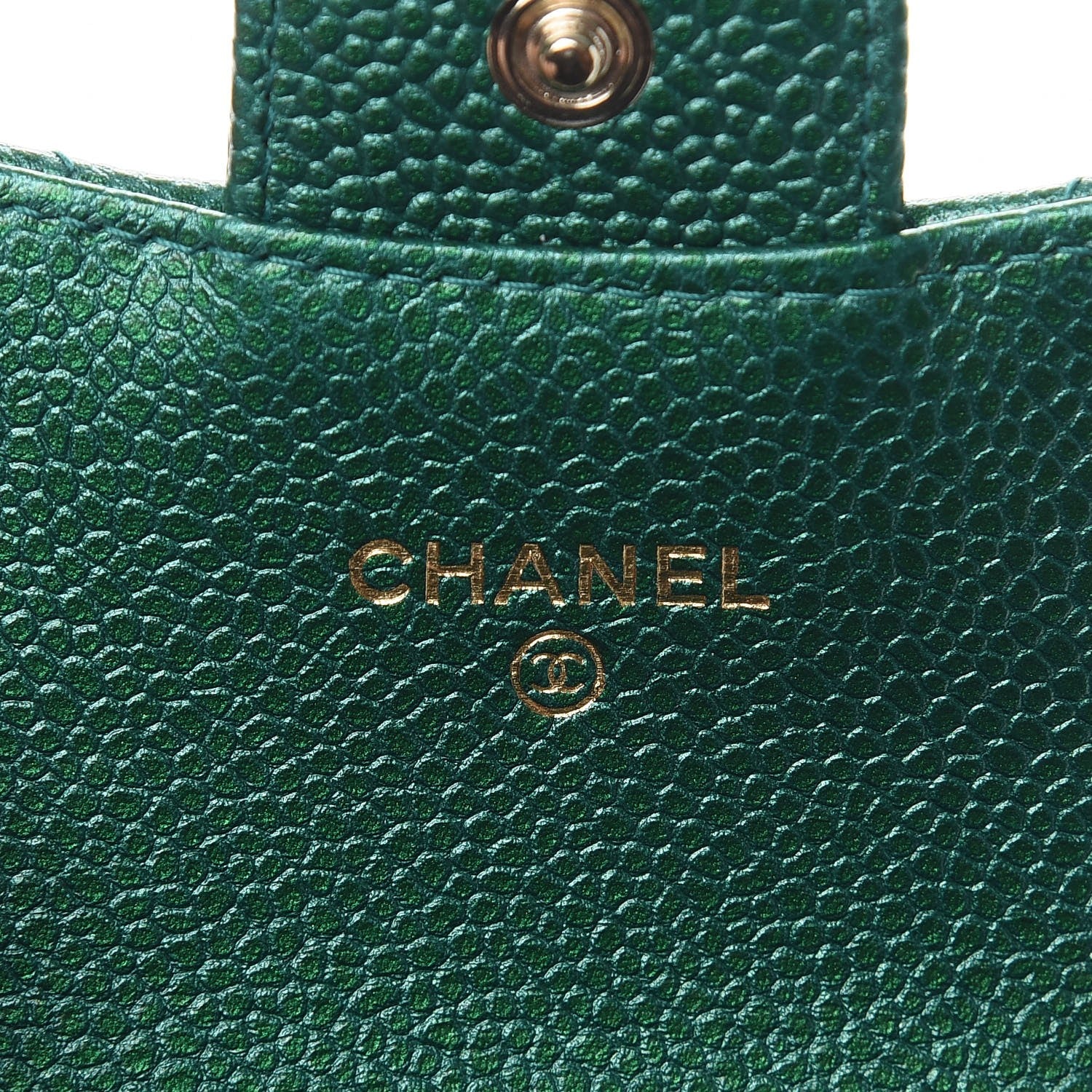 Chanel Metallic Caviar Quilted Card Holder Green 6 of 8