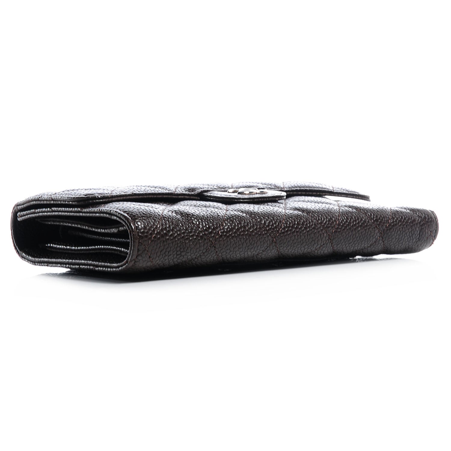 Chanel Caviar Quilted Long Flap Wallet Dark Brown 4 of 9