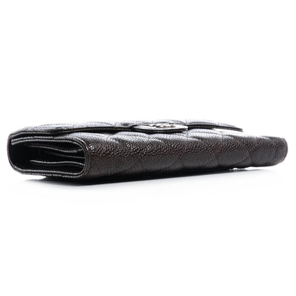 Chanel Caviar Quilted Long Flap Wallet Dark Brown 4 of 9